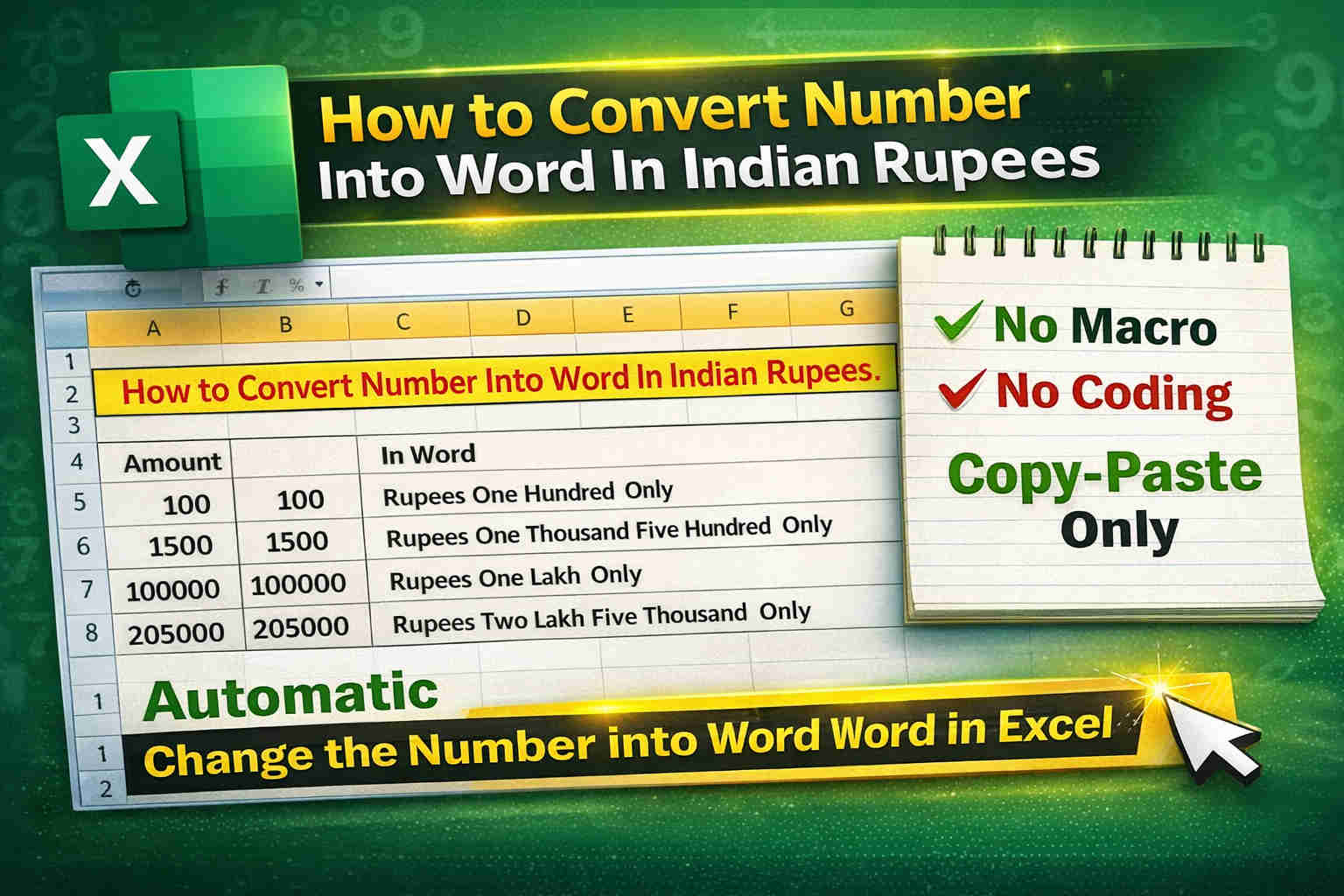 Convert Number into Words in Excel (नंबर को वर्ड में कैसे बदलें)