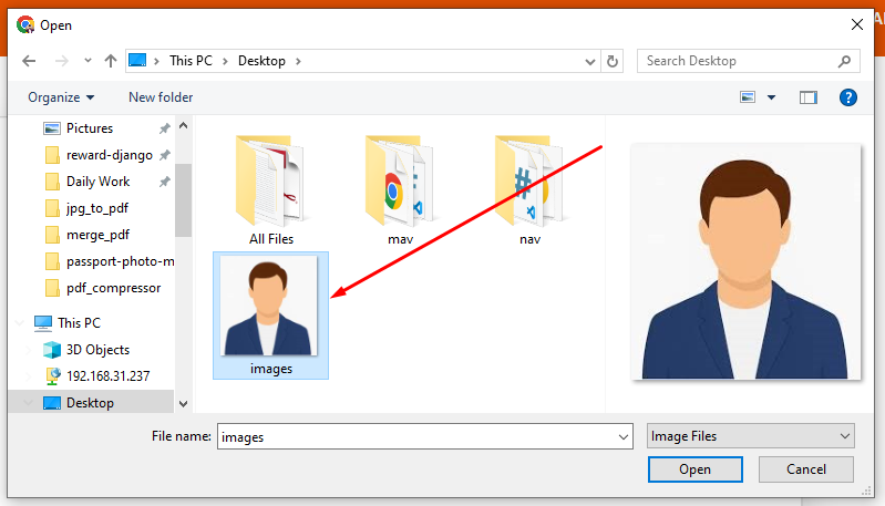 computer se passport photo select karna upload ke liye