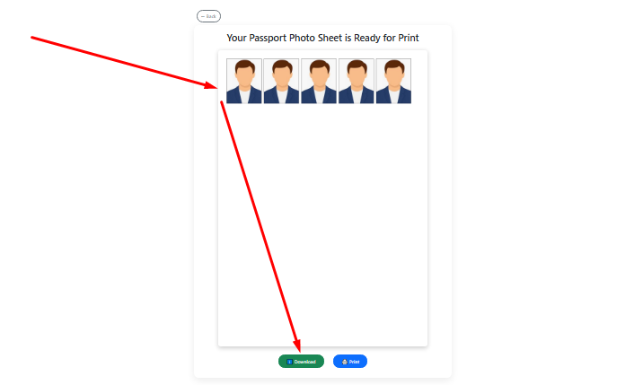 passport photo a4 sheet generate karke download ya print karna